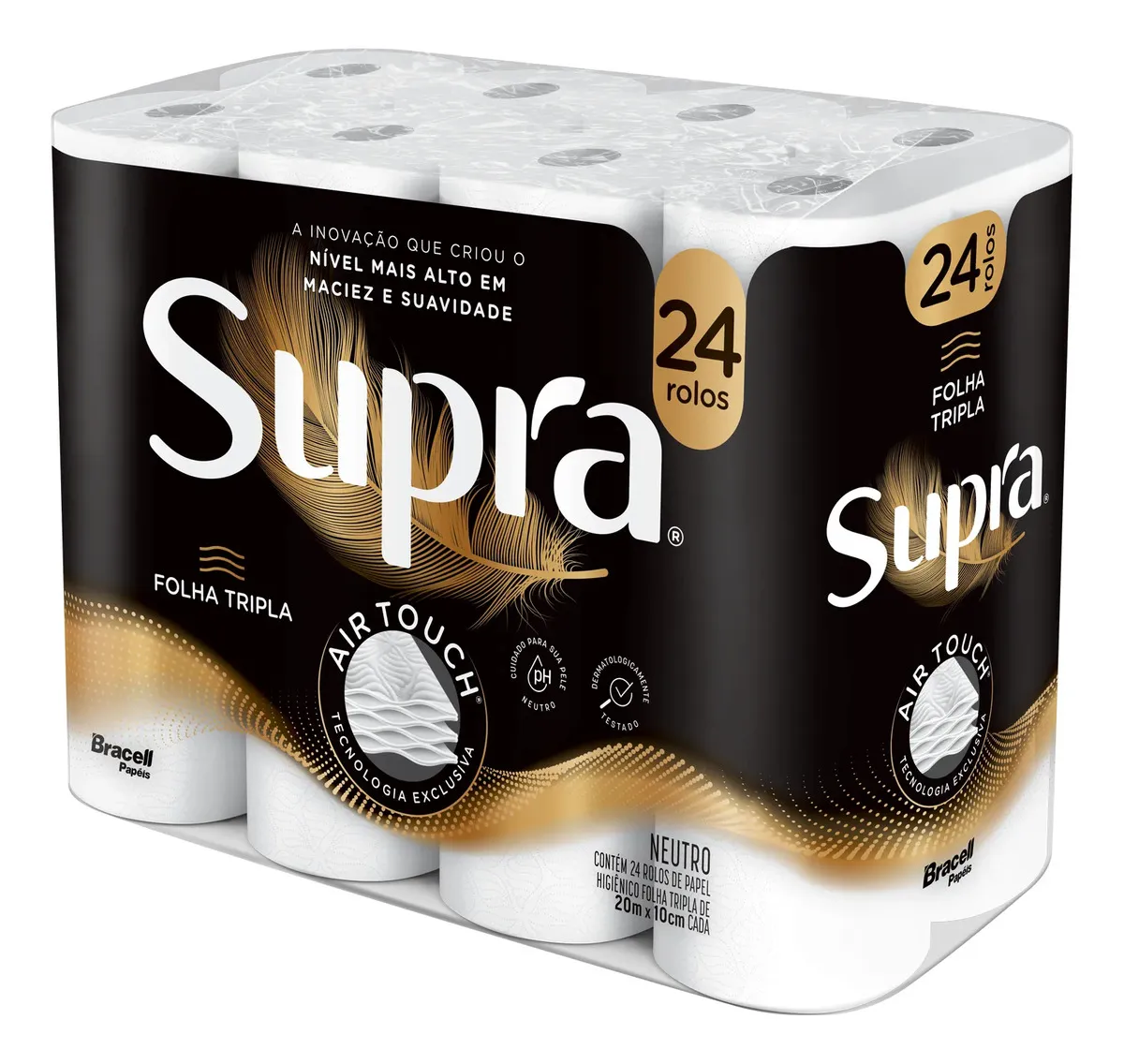 Papel Higiênico Supra Folha Tripla 24 Rolos - R$ 38,9