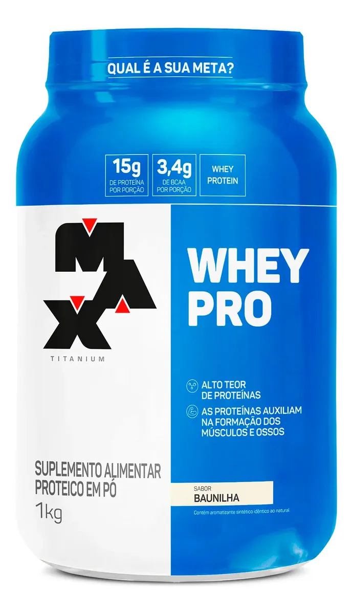 Whey Protein 1kg Whey Pro Max Titanium Sabor Baunilha BCAA e Aminoácidos - R$ 99,9