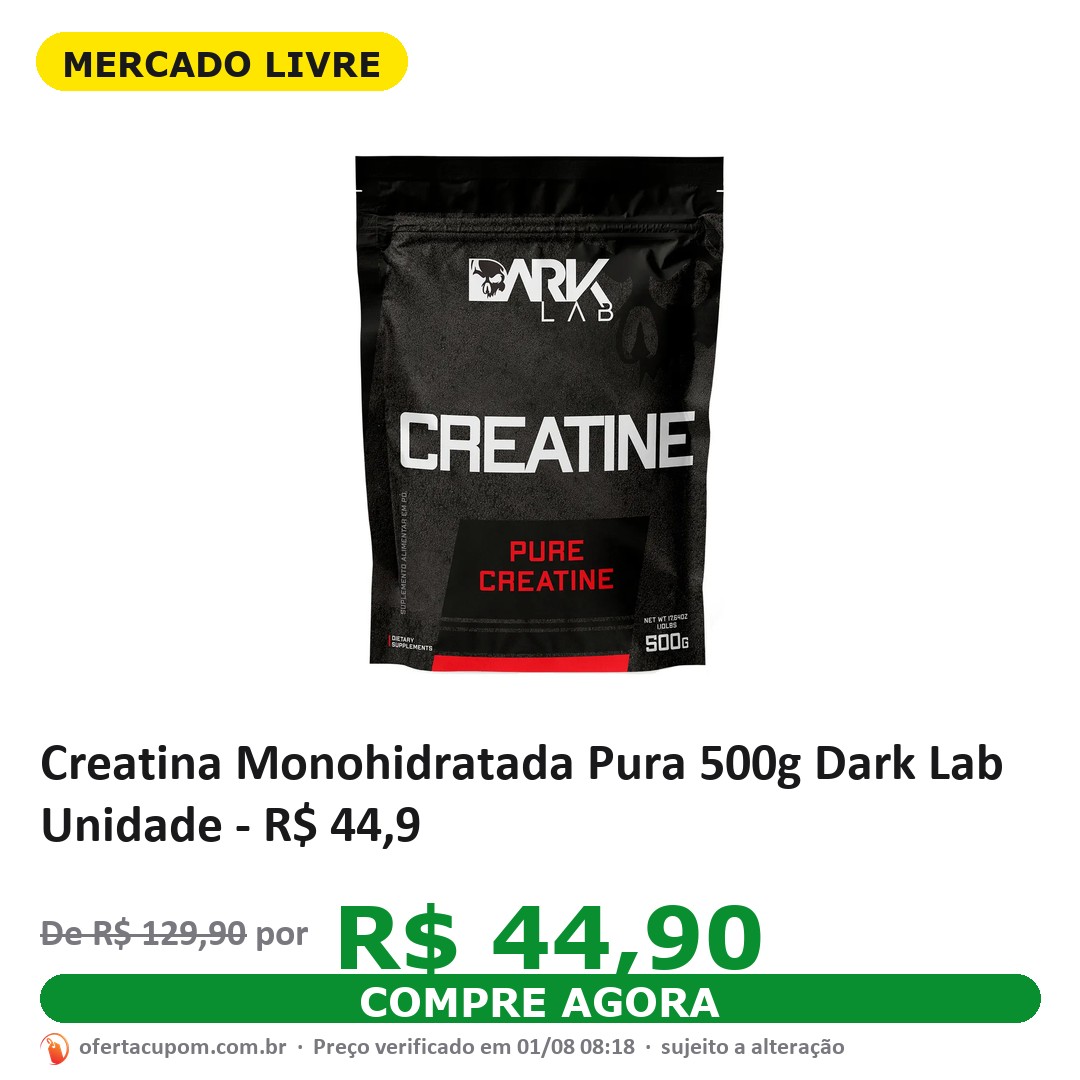 Creatina Monohidratada Pura 500g Dark Lab Unidade - R$ 44,9
