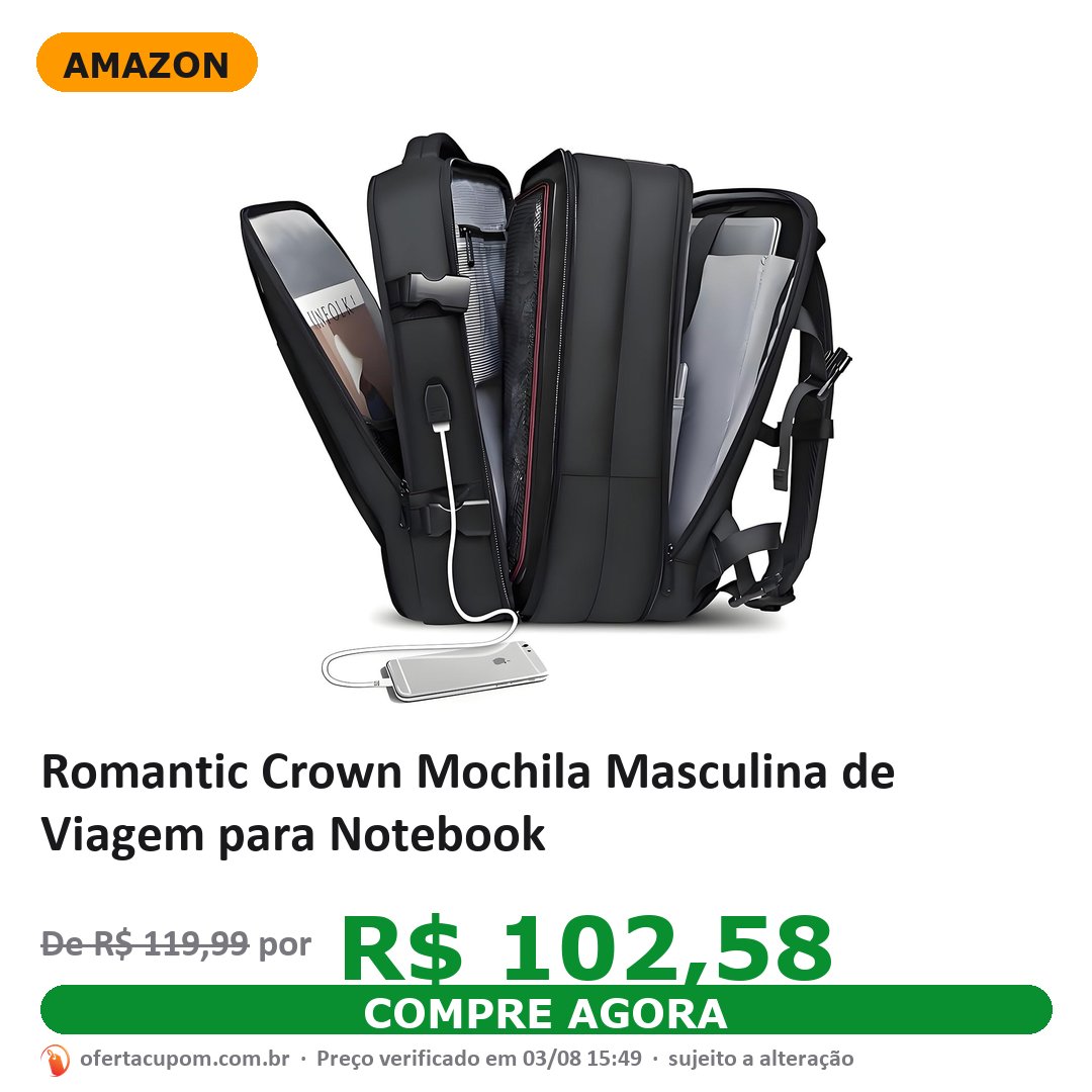 Romantic Crown Mochila Masculina de Viagem para Notebook