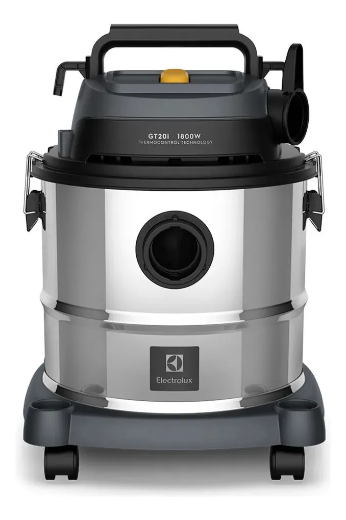 Aspirador Pó e Água Electrolux função Sopro Compacto Líquidos Químicos Inox 1800W 20L total 15L útil protetor térmico GT20i - R$ 399,9