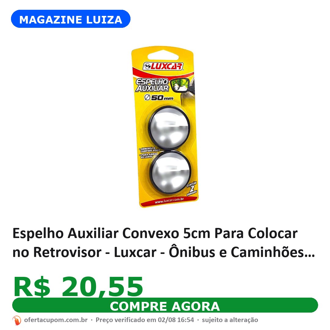 Espelho Auxiliar Convexo 5cm Para Colocar no Retrovisor - Luxcar - Ônibus e Caminhões - Magazine Luiza