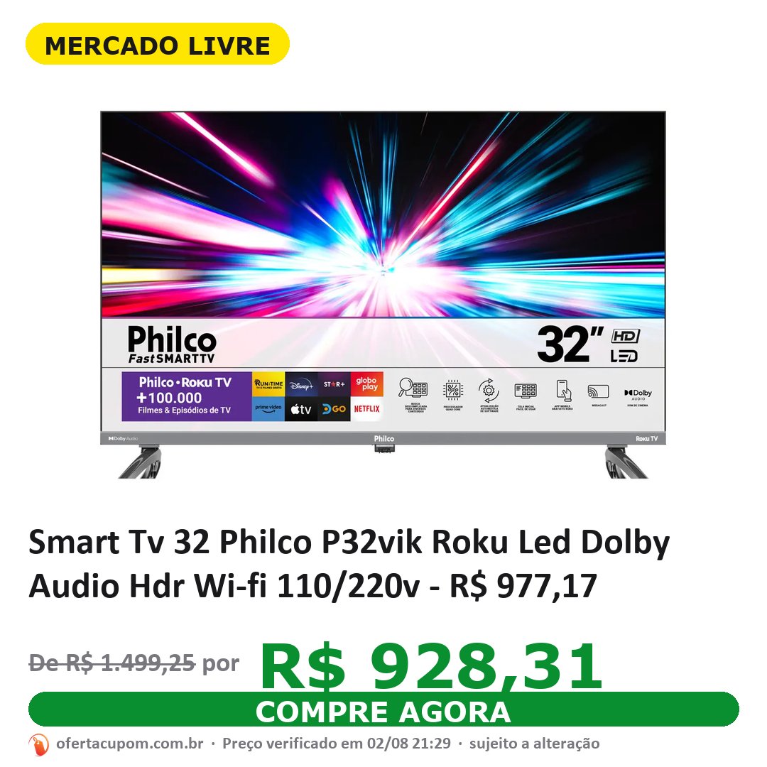 Smart Tv 32 Philco P32vik Roku Led Dolby Audio Hdr Wi-fi 110/220v