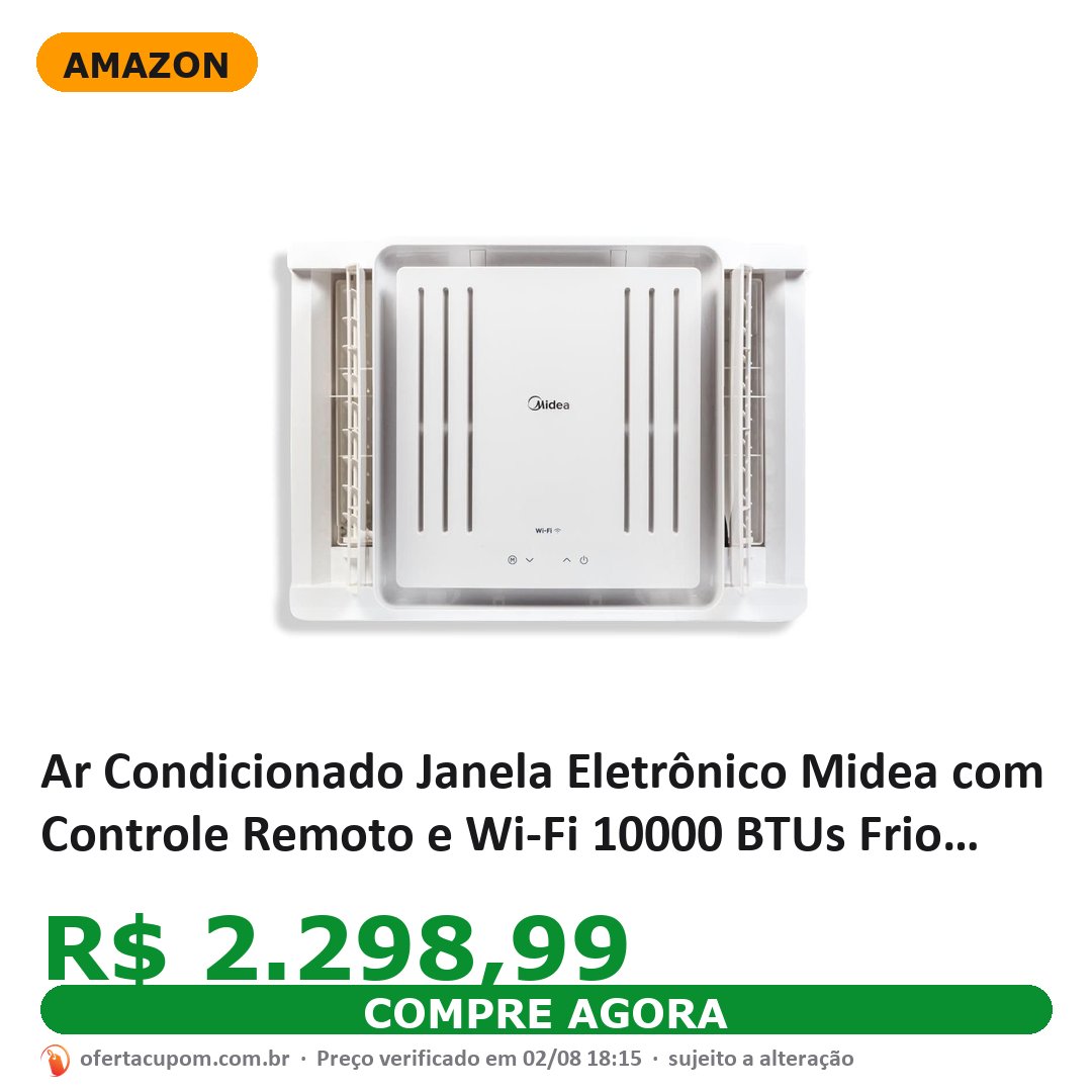 Ar Condicionado Janela Eletrônico Midea com Controle Remoto e Wi-Fi 10000 BTUs Frio 220V QCL105RB