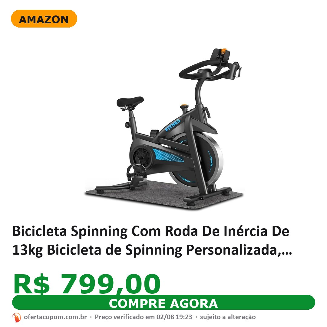 Bicicleta Spinning Com Roda De Inércia De 13kg Bicicleta de Spinning Personalizada, Bicicleta de Ciclismo Indoor para Fitness Suporta 150kg Sensor Cardíaco Monitor Digital Correia Silenciosa