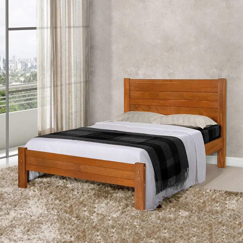 Cama Casal Madeira Vintage Lara - Castanho - ATRAENTE MOVEIS - Cama de Casal - Magazine Luiza