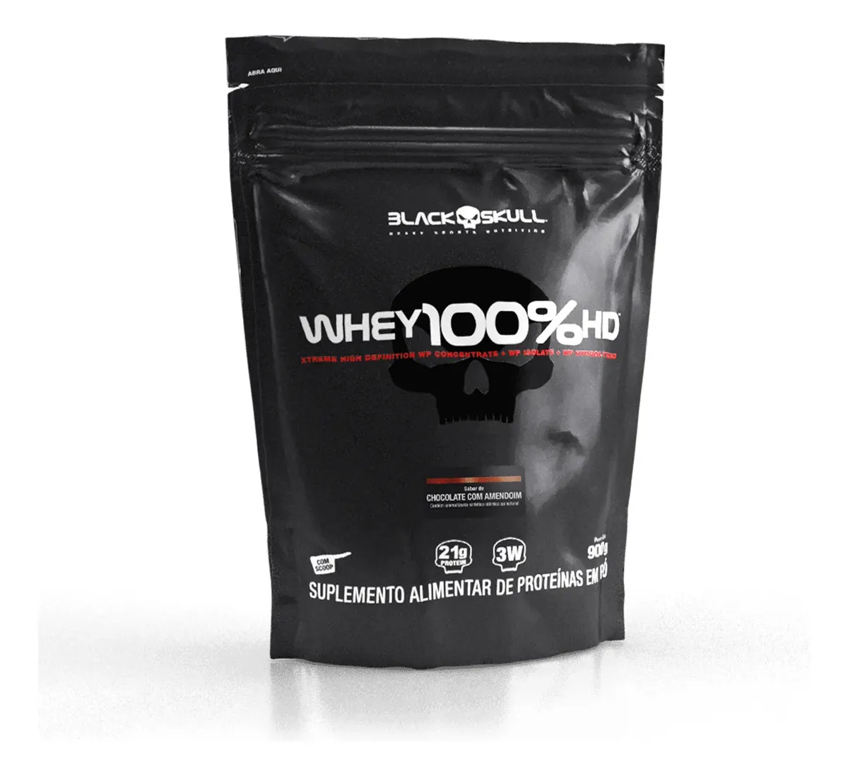 Refill Whey 100% Hd Sabores I 900g I Black Skull Chocolate Com Amendoim - R$ 109,9