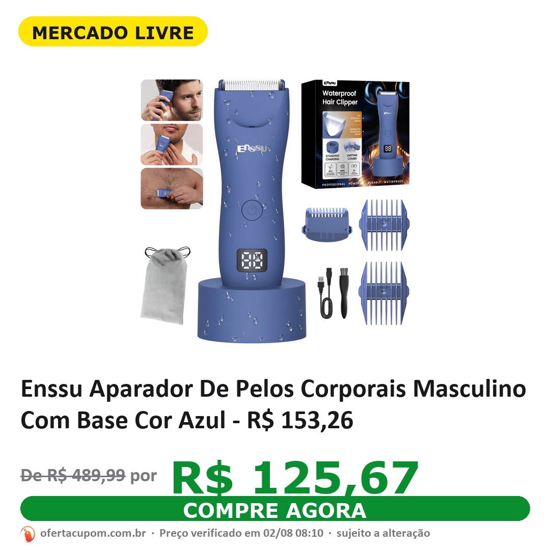 Enssu Aparador De Pelos Corporais Masculino Com Base Cor Azul