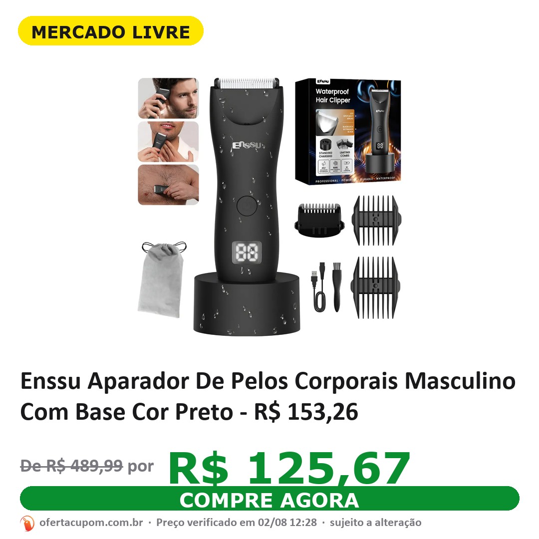 Enssu Aparador De Pelos Corporais Masculino Com Base Cor Preto