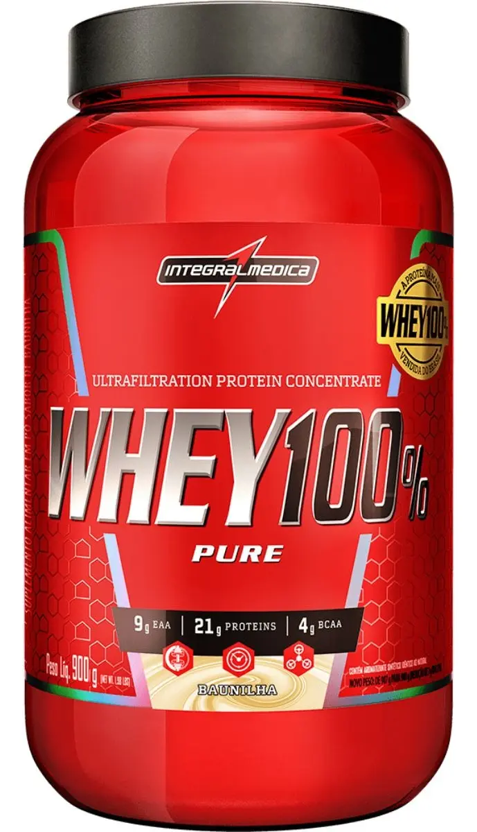 100% Whey 907g (pote) Integralmédica Sabor Baunilha