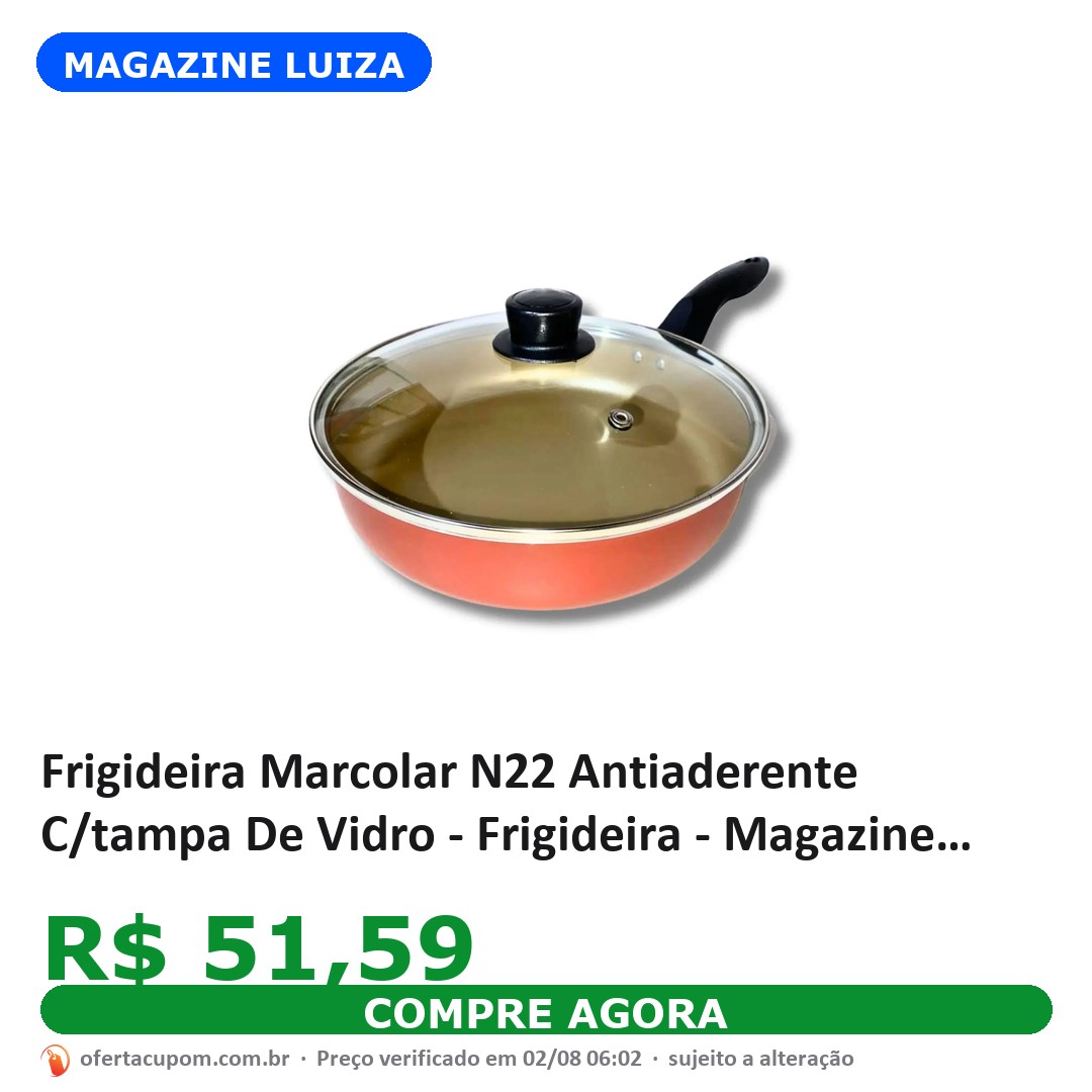 Frigideira Marcolar N22 Antiaderente C/tampa De Vidro - Frigideira - Magazine Luiza