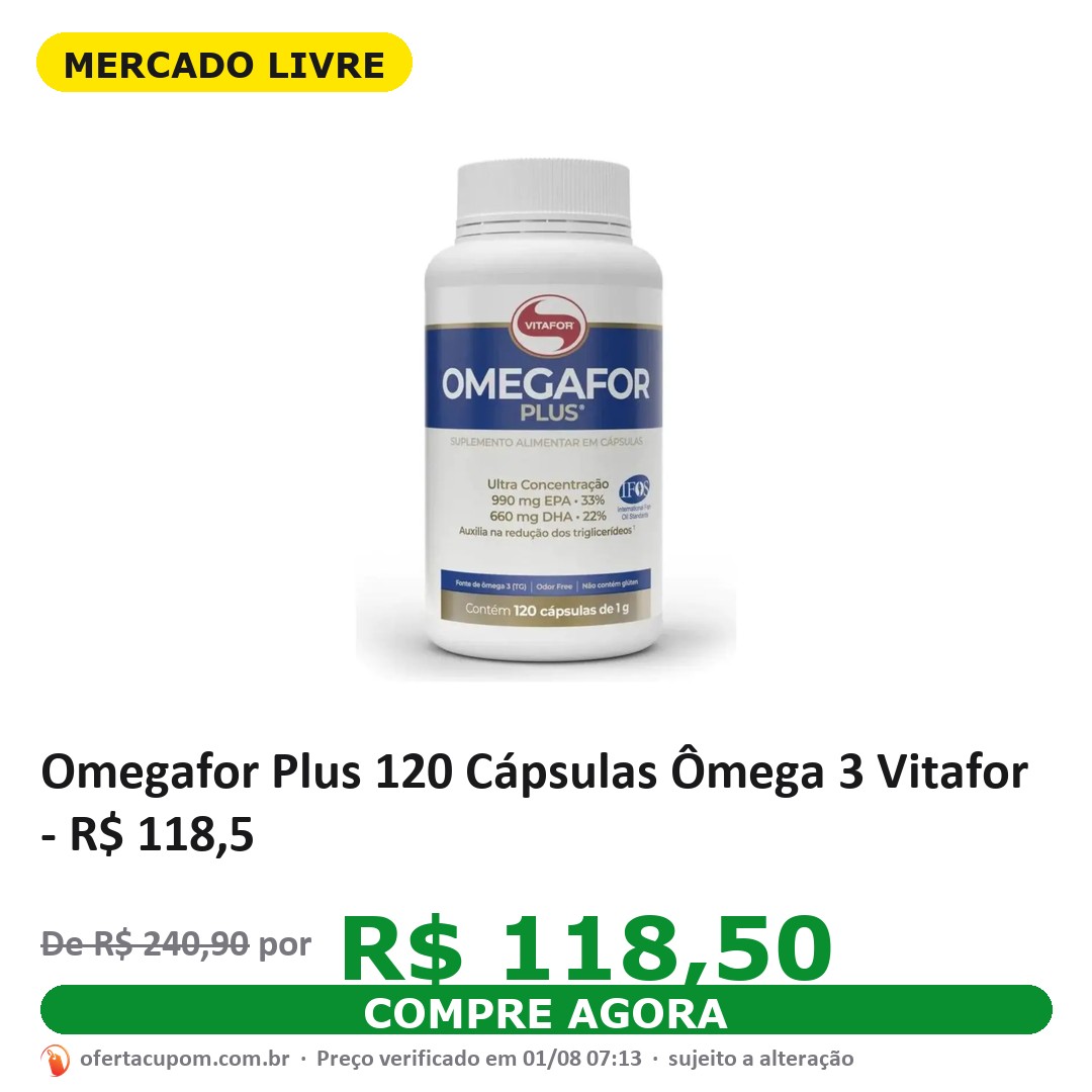 Omegafor Plus 120 Cápsulas Ômega 3 Vitafor - R$ 118,5
