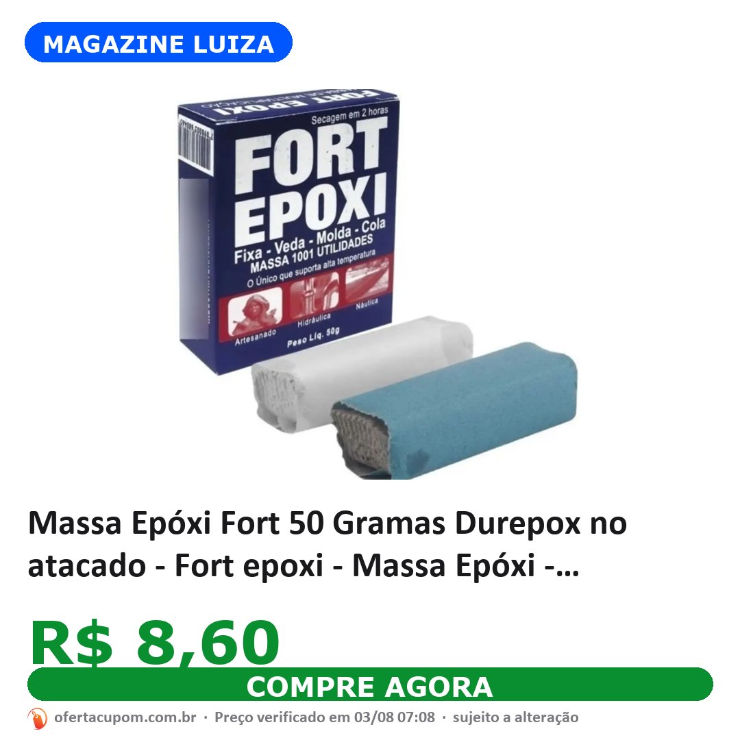 Massa Epóxi Fort 50 Gramas Durepox no atacado - Fort epoxi - Massa Epóxi - Magazine Luiza