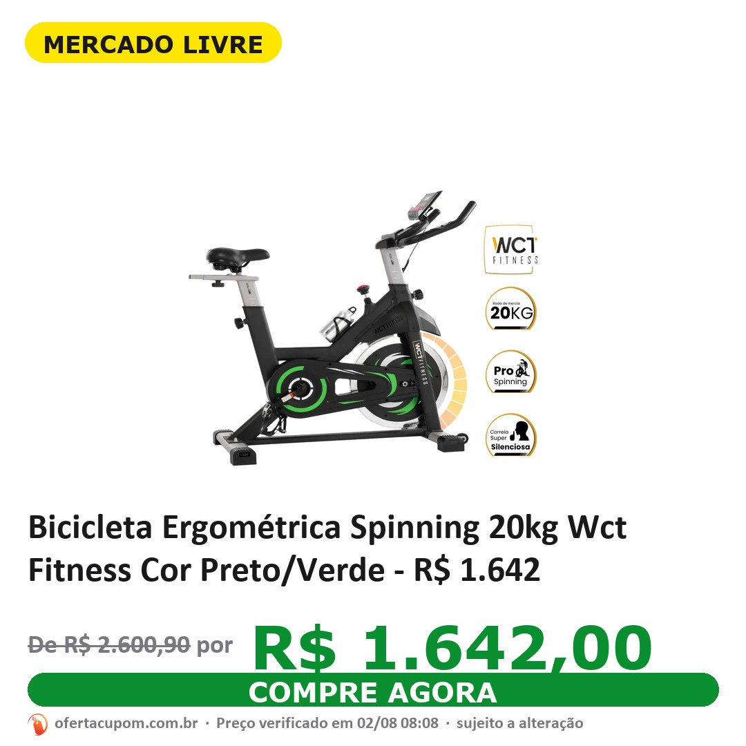 Bicicleta Ergométrica Spinning 20kg Wct Fitness Cor Preto/Verde