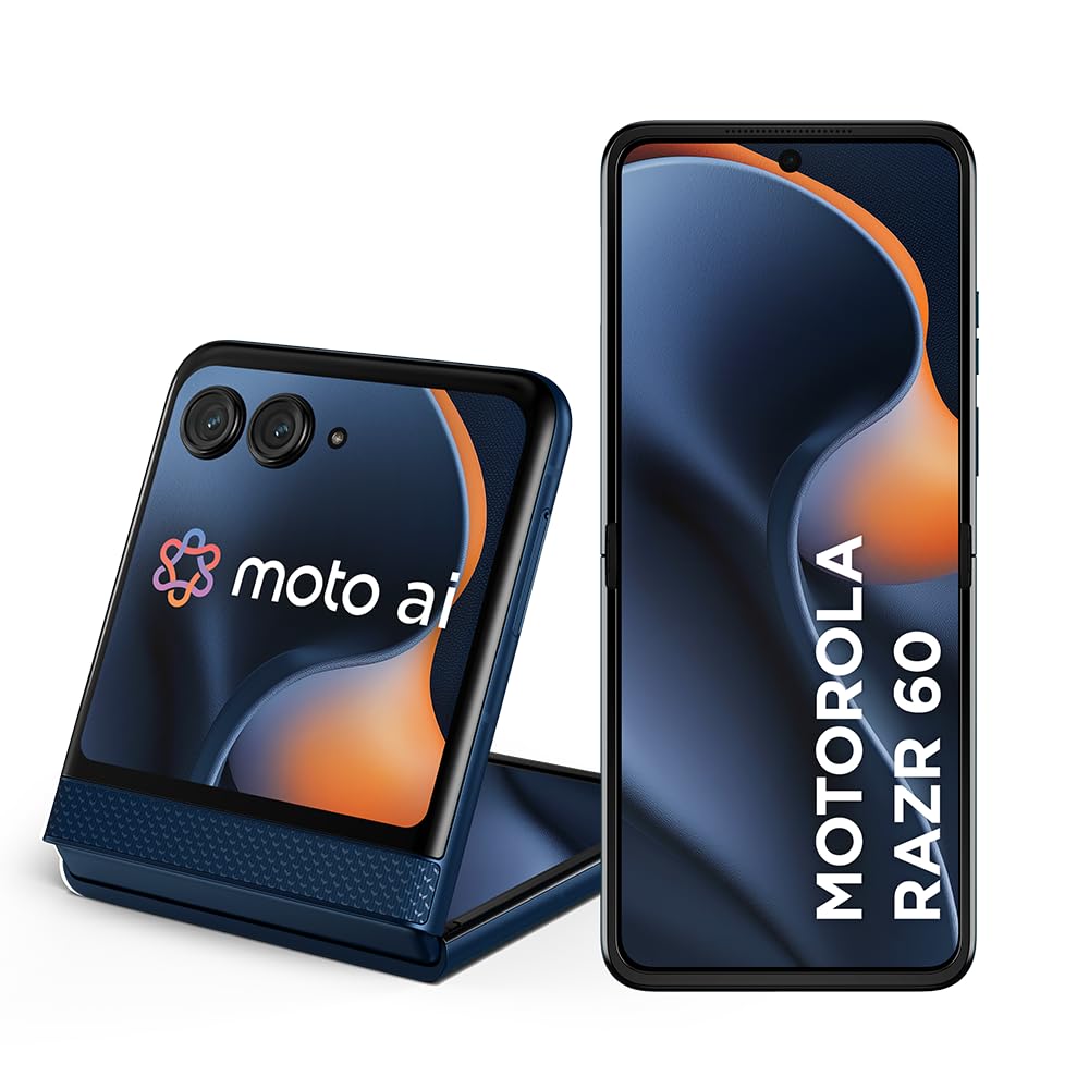 Smartphone Motorola Razr 60-256GB 24GB (12GB RAM+12GB Ram Boost) Tela dobrável 6,9" pOLED e externa 3,6” Moto AI camera IP48 - Azul Marinho