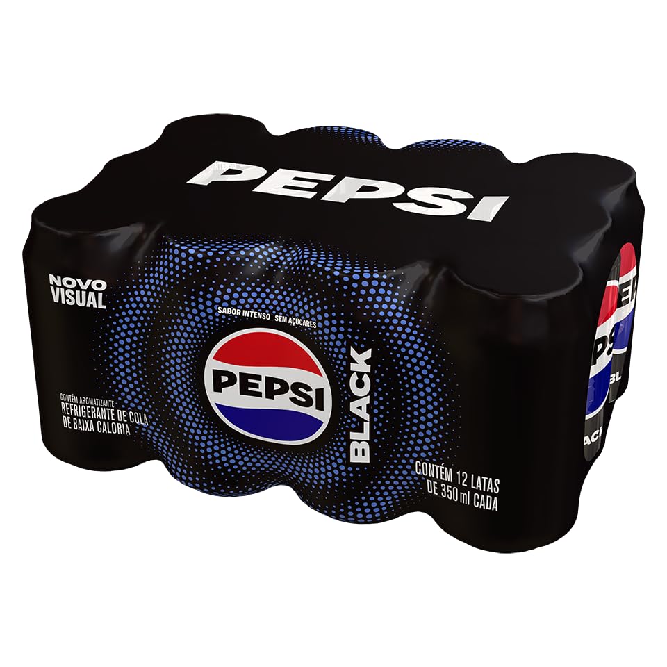 Refrigerante Zero Pepsi, Black, Lata 350ml, Pack com 12 unidades