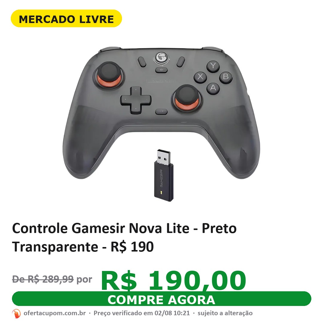 Controle Gamesir Nova Lite - Preto Transparente