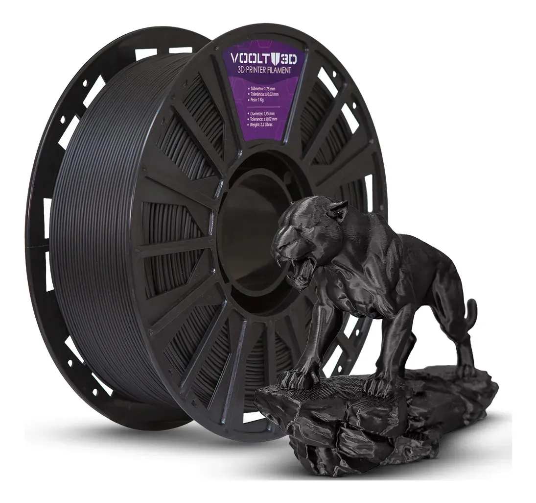 Filamento pla volt3D 1kg preto - R$ 104,9