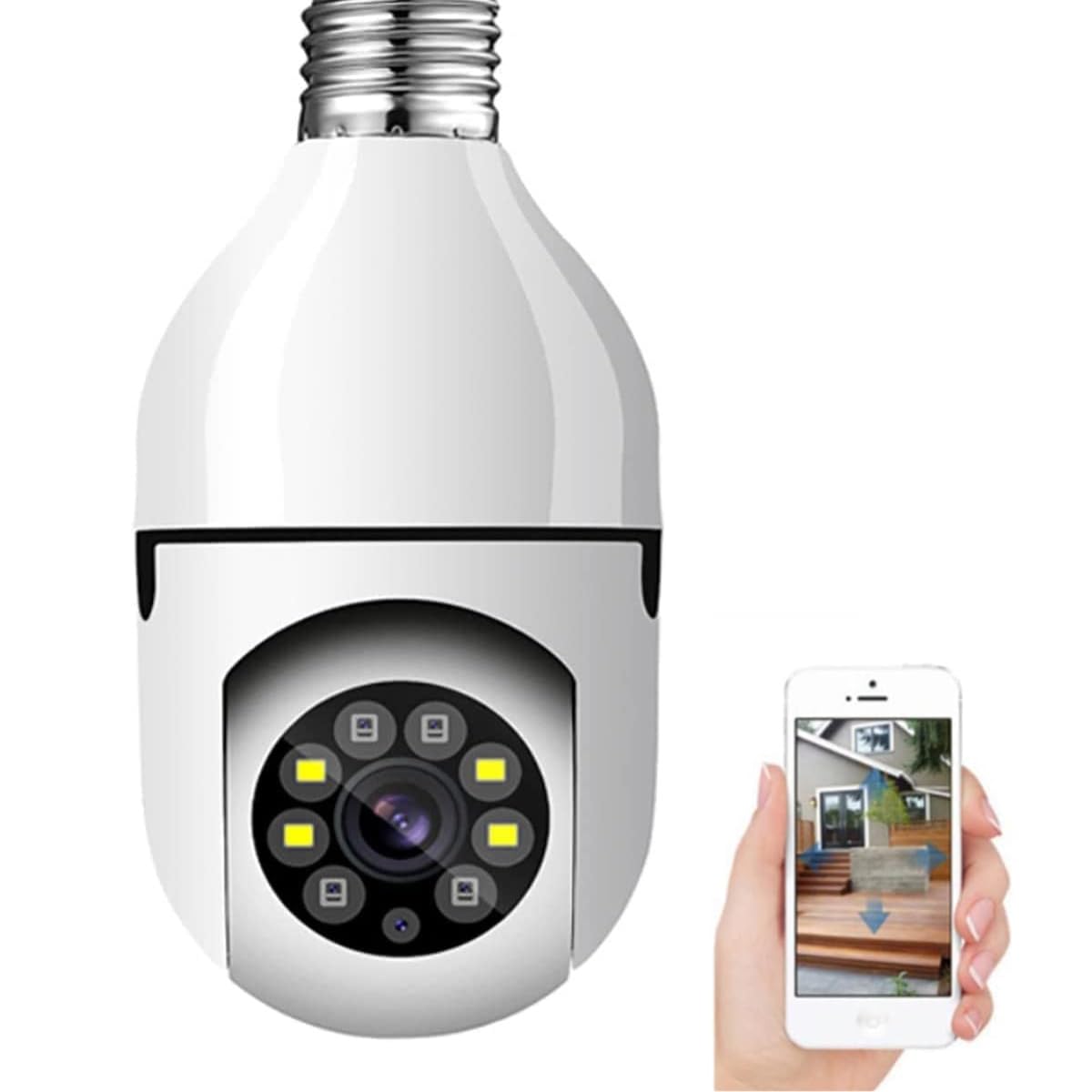 Câmera de Segurança IP Wifi Externa Lâmpada 360 Sem Fio Infravermelho Panorâmica Giratória 1080P Full HD Visão Noturna Resistente a Àgua com Rastreamento Automático TAMO
