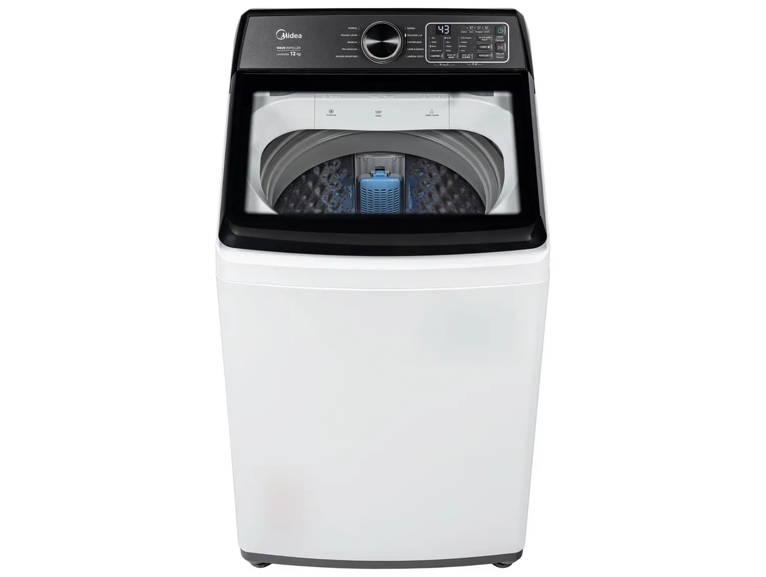 Lavadora de Roupas Midea 12kg 10 Programas de Lavagem Branco Wave Impeller MAV04W120/WKBR04