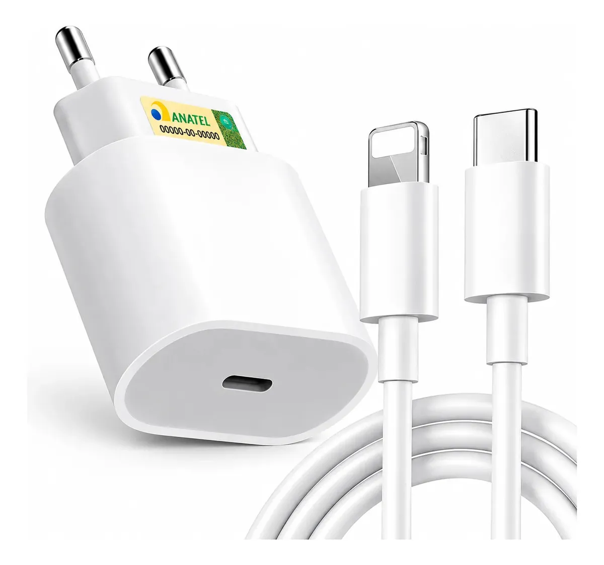 Carregador Compativel Com iPhone 8 X Xr 11 12 13 14 Pro Max Turbo Fonte Tipo C Premium