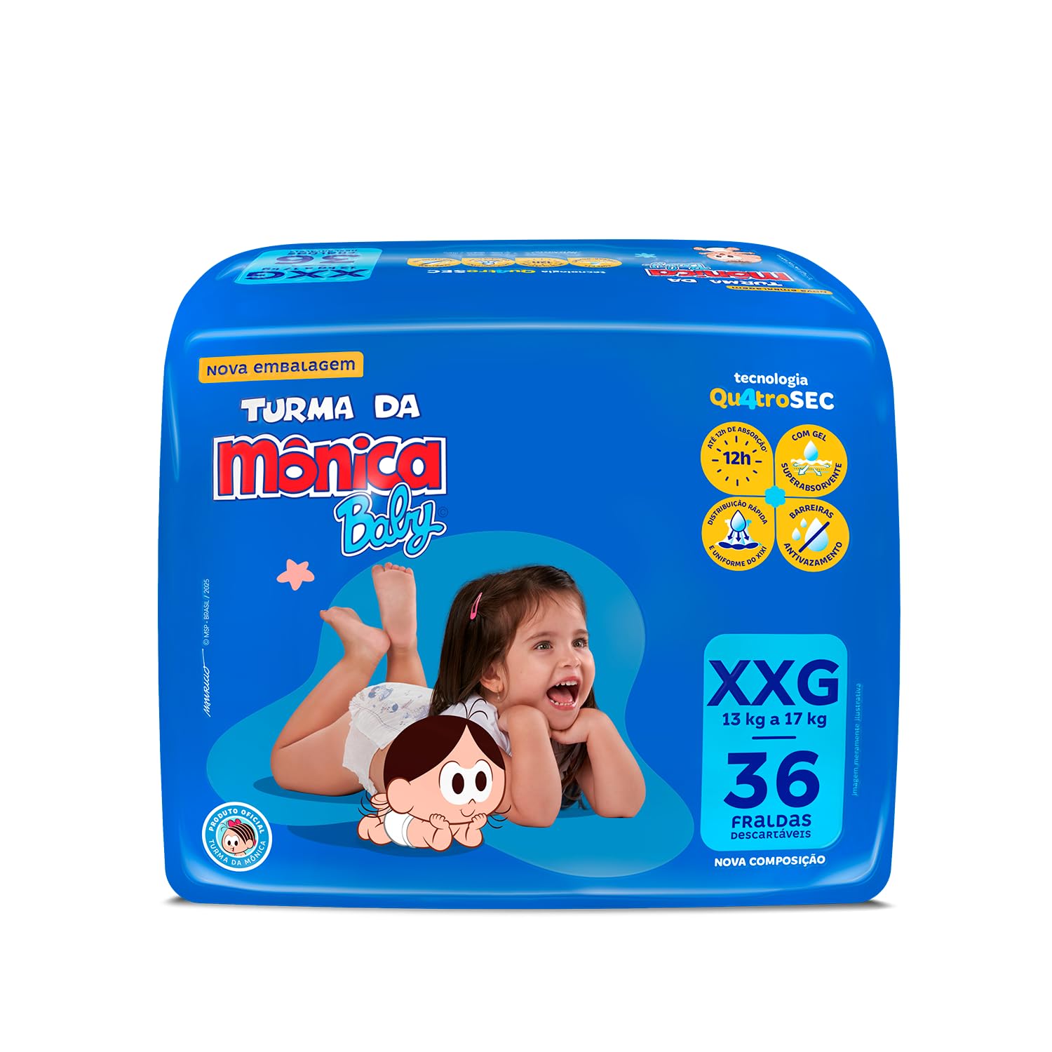 Fralda Turma da Mônica Baby Mega XXG 36 Unidades