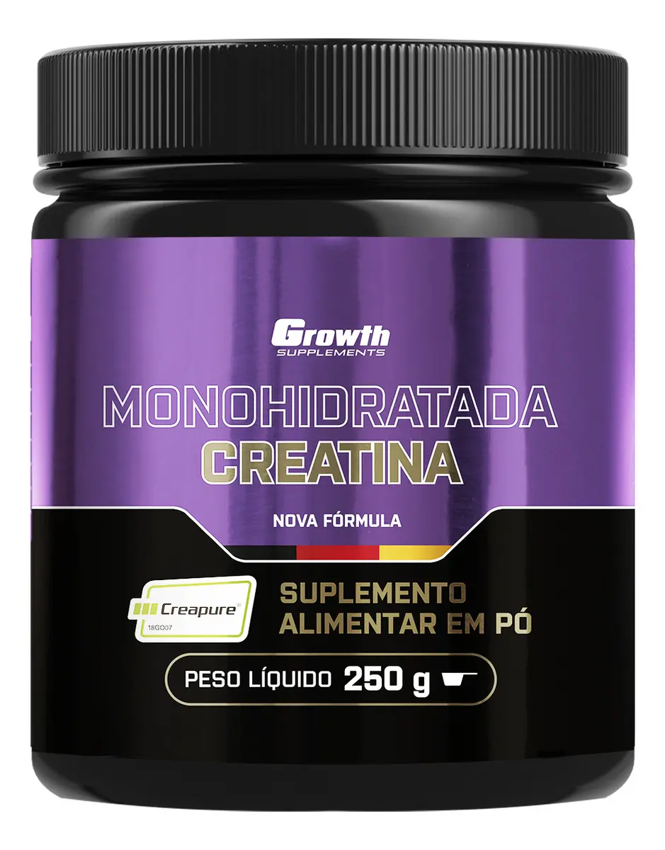 Creatina Creapure 250g Growth Supplements sem Sabor em Pó suplemento Esportivo - R$ 119,9
