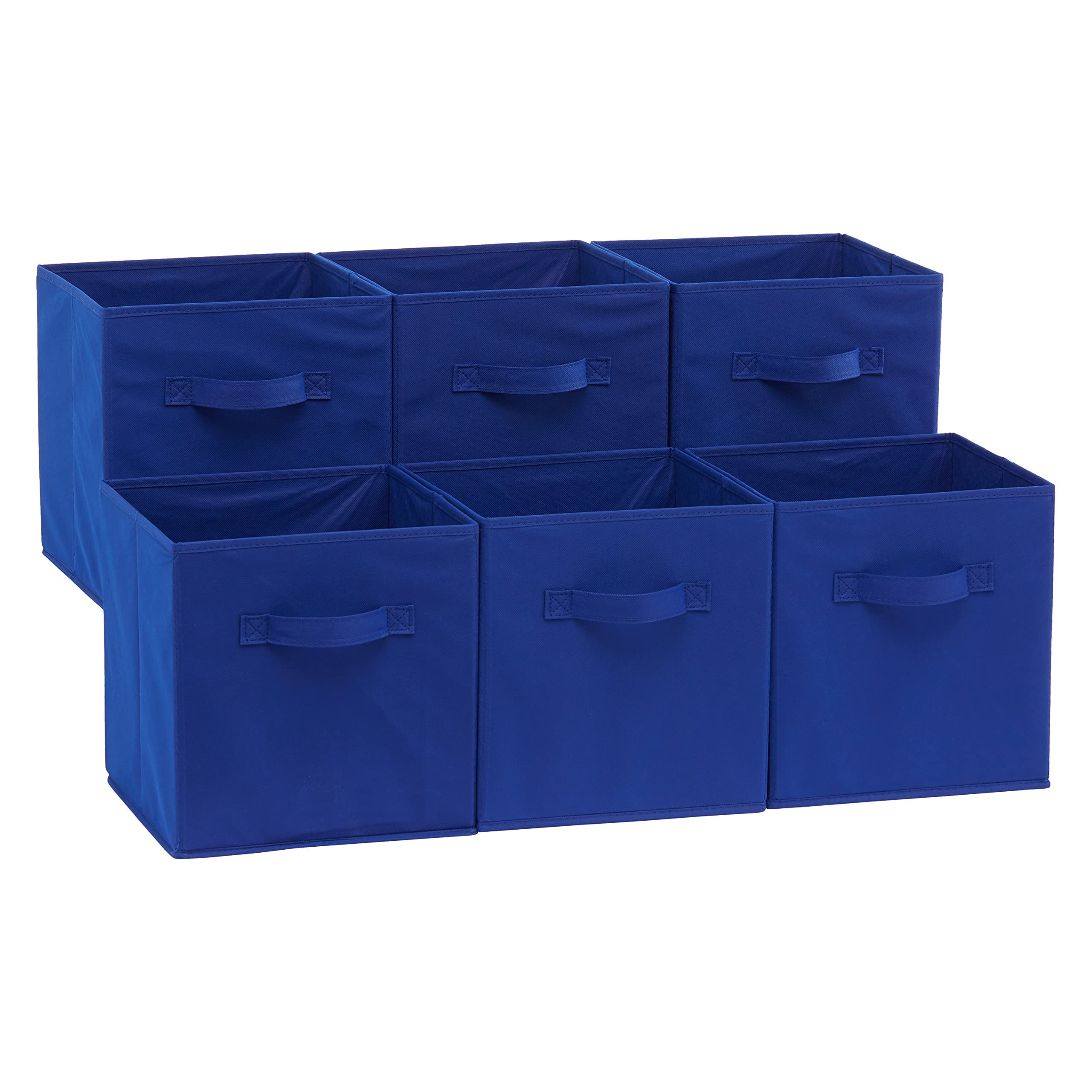 Amazon Basics Alças de armazenamento organizador de cubos, tecido dobrável, pacote com 6, 26,7 cm x 27,7 cm x 28 cm, azul-marinho