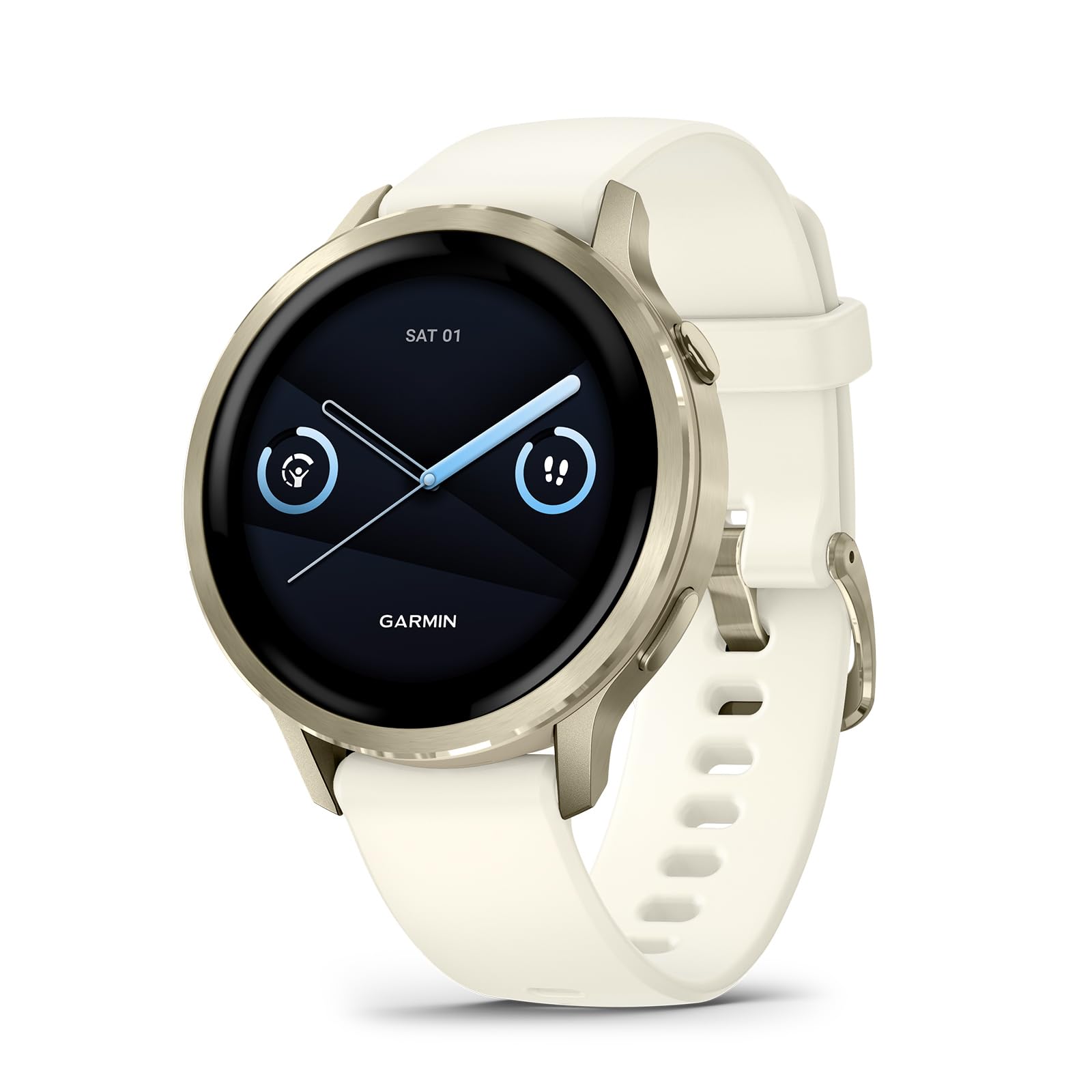 Garmin Relógio Venu 4 Ouro Lunar 41mm com Pulseira de Silicone Marfim