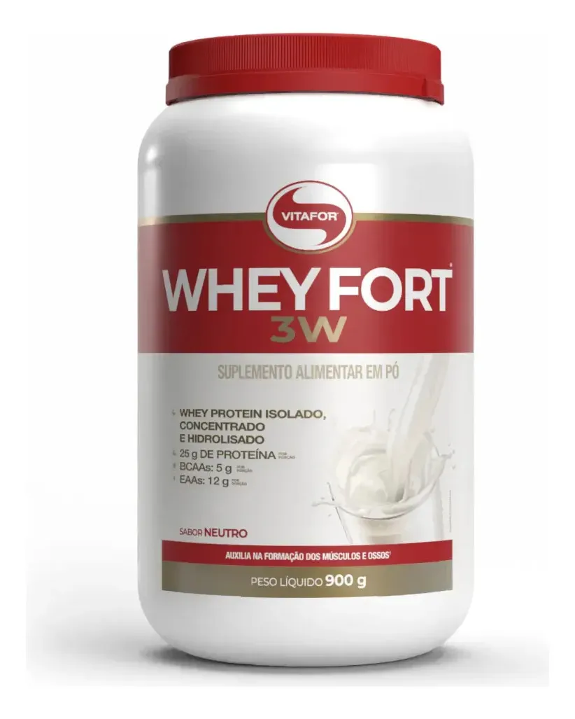 Whey protein Vitafor Fort 3W 900g em pó Sem sabor x 900g