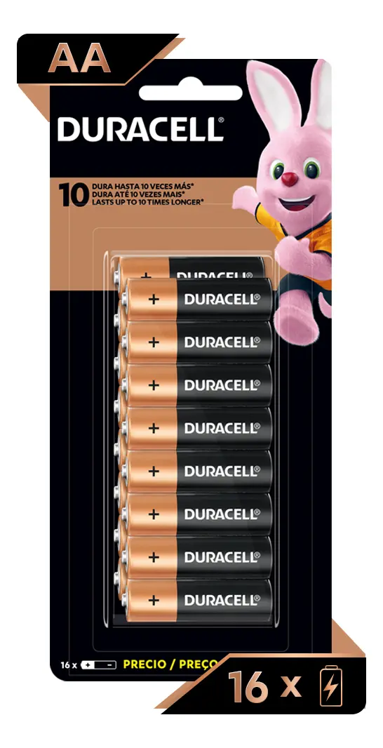 Pilha alcalina aa Duracell com 16 unidades - R$ 82,9