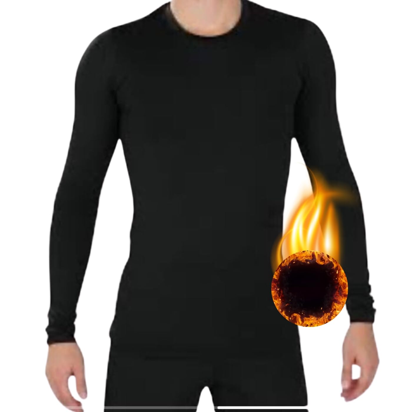 Blusa Termica Masculina Inverno Segunda Pele Forrada Flanelada Manga Longa Preto