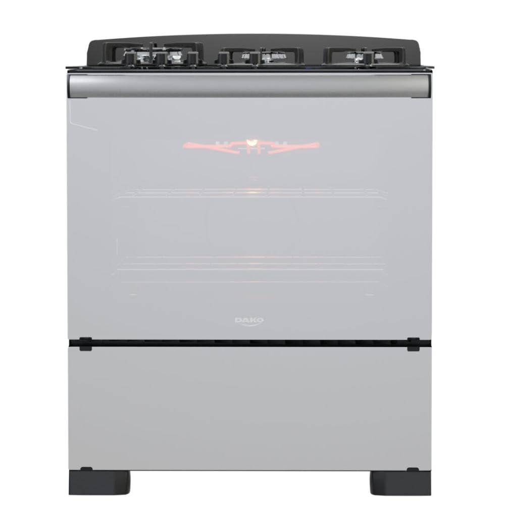 Dako Fogão 5 Bocas Preto com Frente em Vidro Espelhado e Timer Digital Diplomata Glass Grill Style Bivolt
