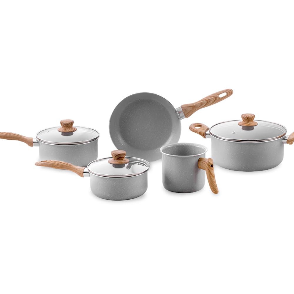 Jogo de Panelas Brinox 5 Peças Ceramic Life Easy Cinza