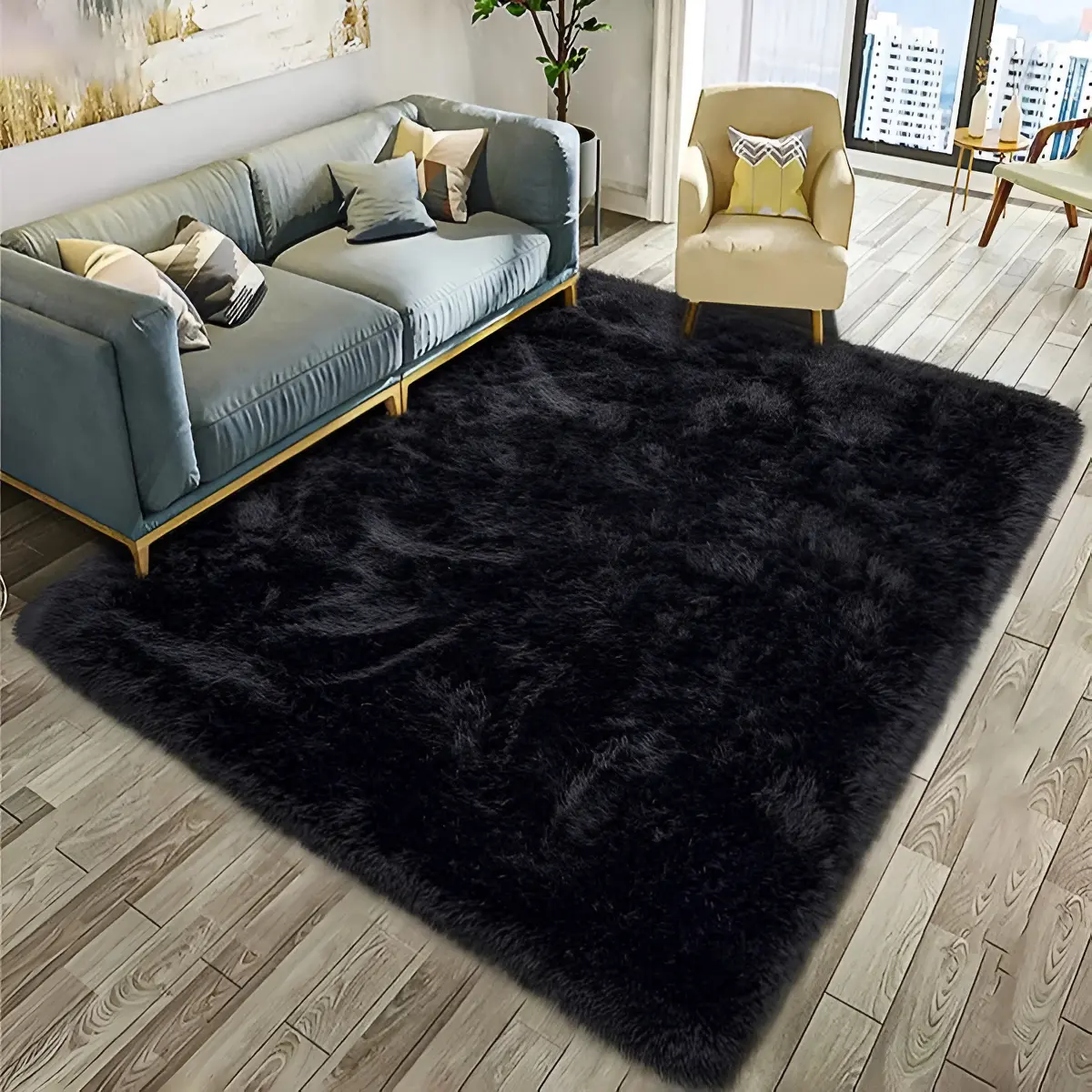 Tapete Felpudo Para Sala e Quarto de Poliéster 2m x 1.5m Antiderrapante - R$ 61,9