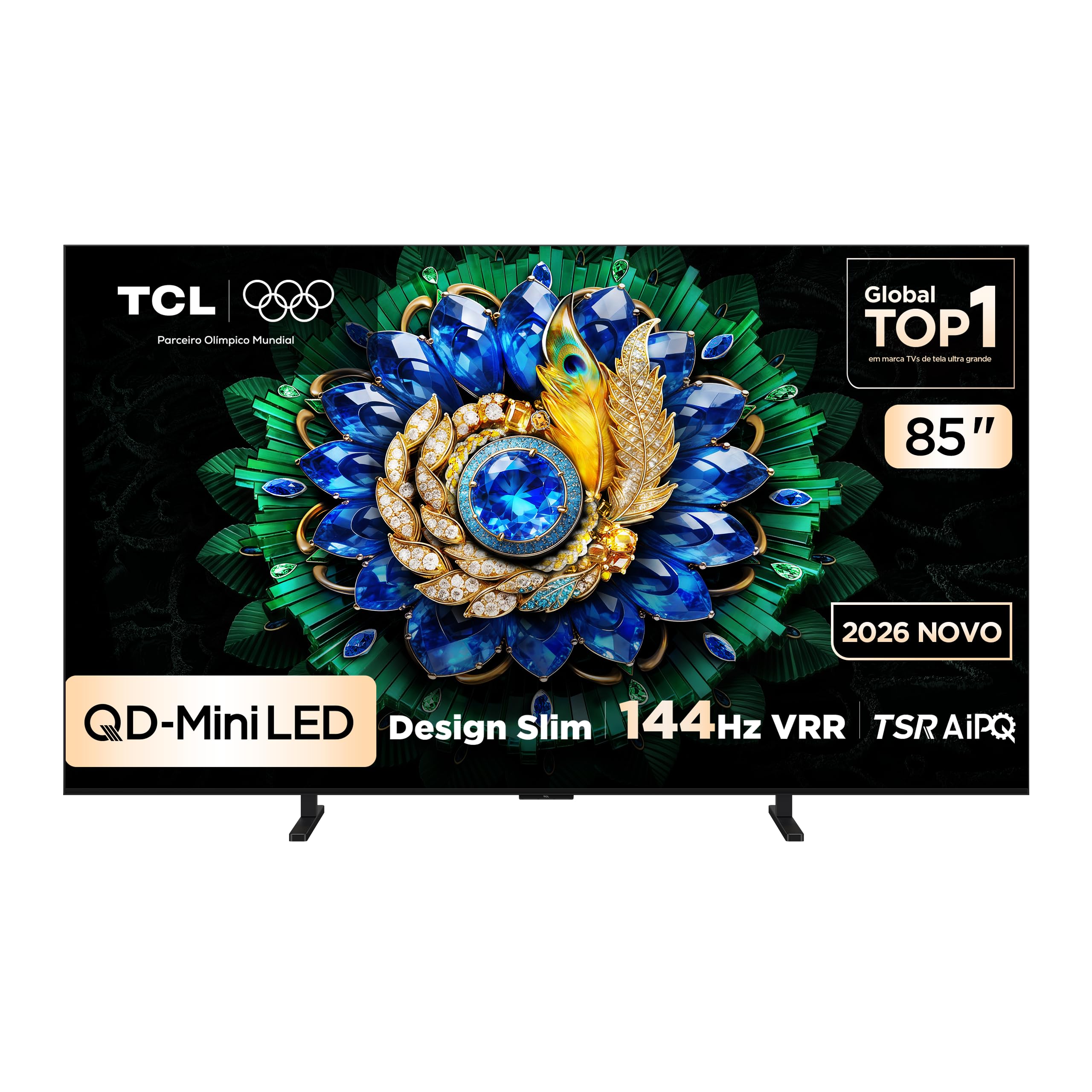 Smart TV TCL 85 Polegadas QLED Mini LED 4K A400M WiFi Bluetooth Google TV HDR10+ 144 Hz VRR 85A400M