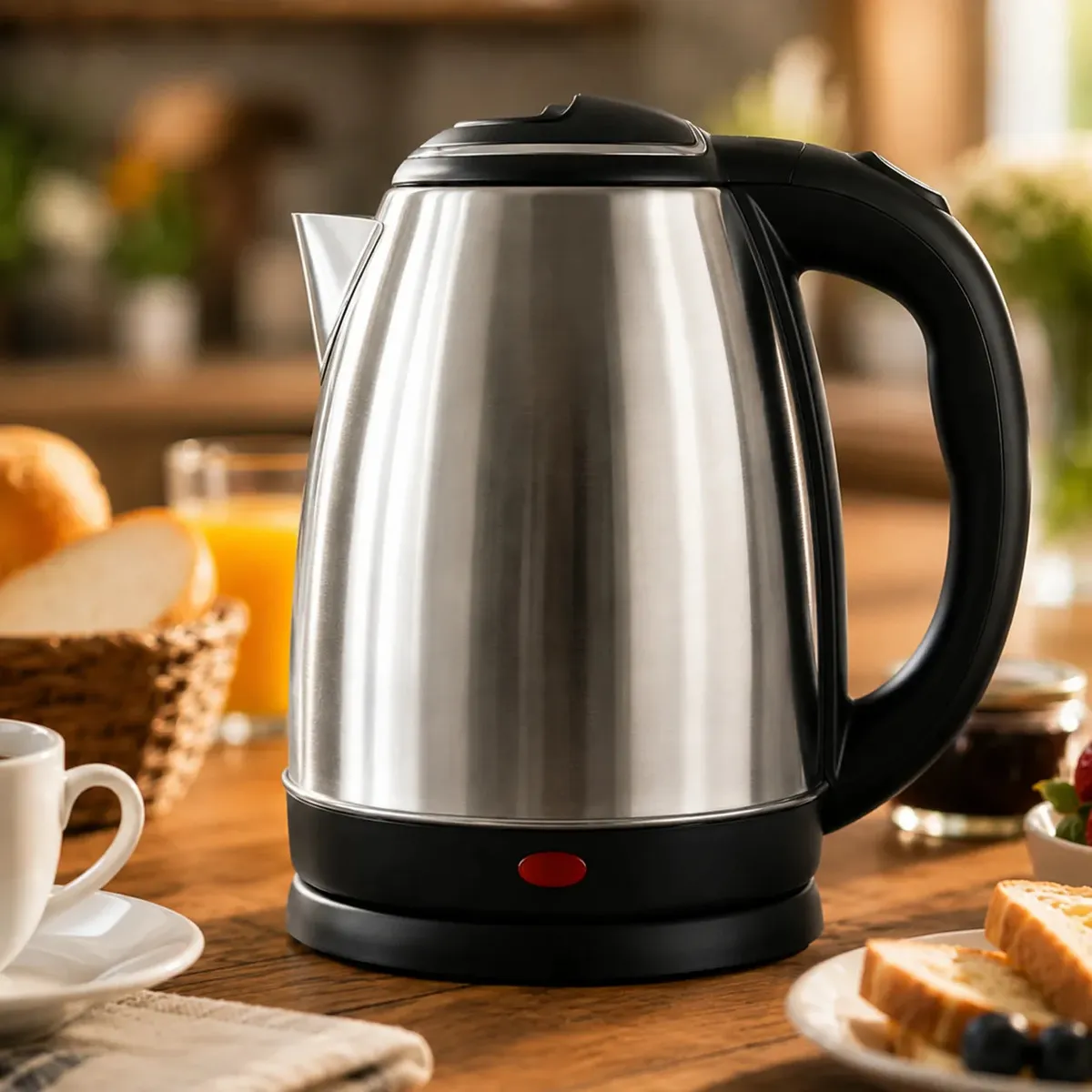 Chaleira Elétrica Inox 1,8 Litros com Desligamento Automático e Base Giratória - R$ 43,9