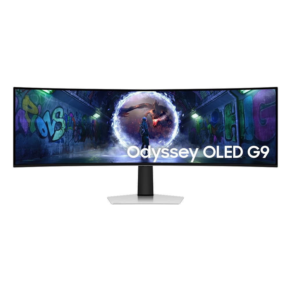Monitor Samsung Odyssey OLED G9 49", DQHD, 240Hz, 0.03ms, ajuste de altura, G-sync, FreeSync Premium Pro, DP, HDMI, Micro HDMI, prata