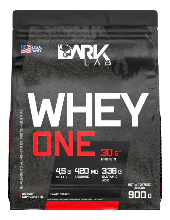 Whey One Protein Proteína Sachê Refil 900g - Dark Lab Sabor Morango - R$ 78,9