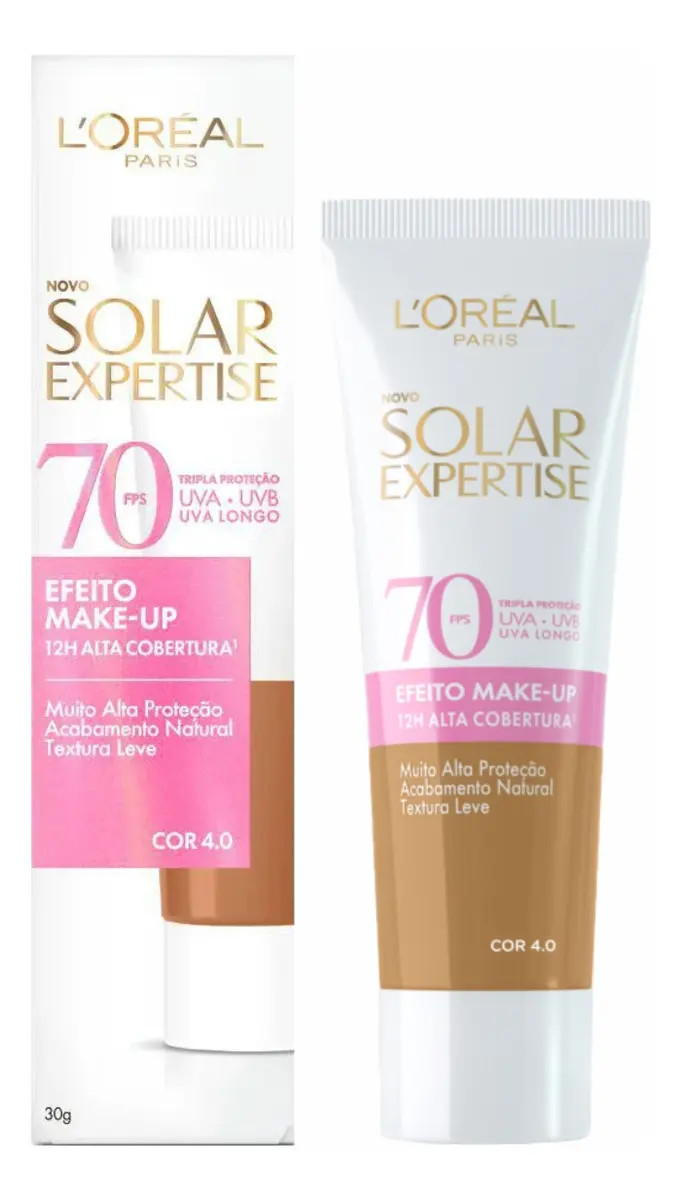 Protetor Solar Facial com Cor FPS 70 Alta Cobertura - L&quotOréal Paris Solar Expertise Efeito Make Up 30g