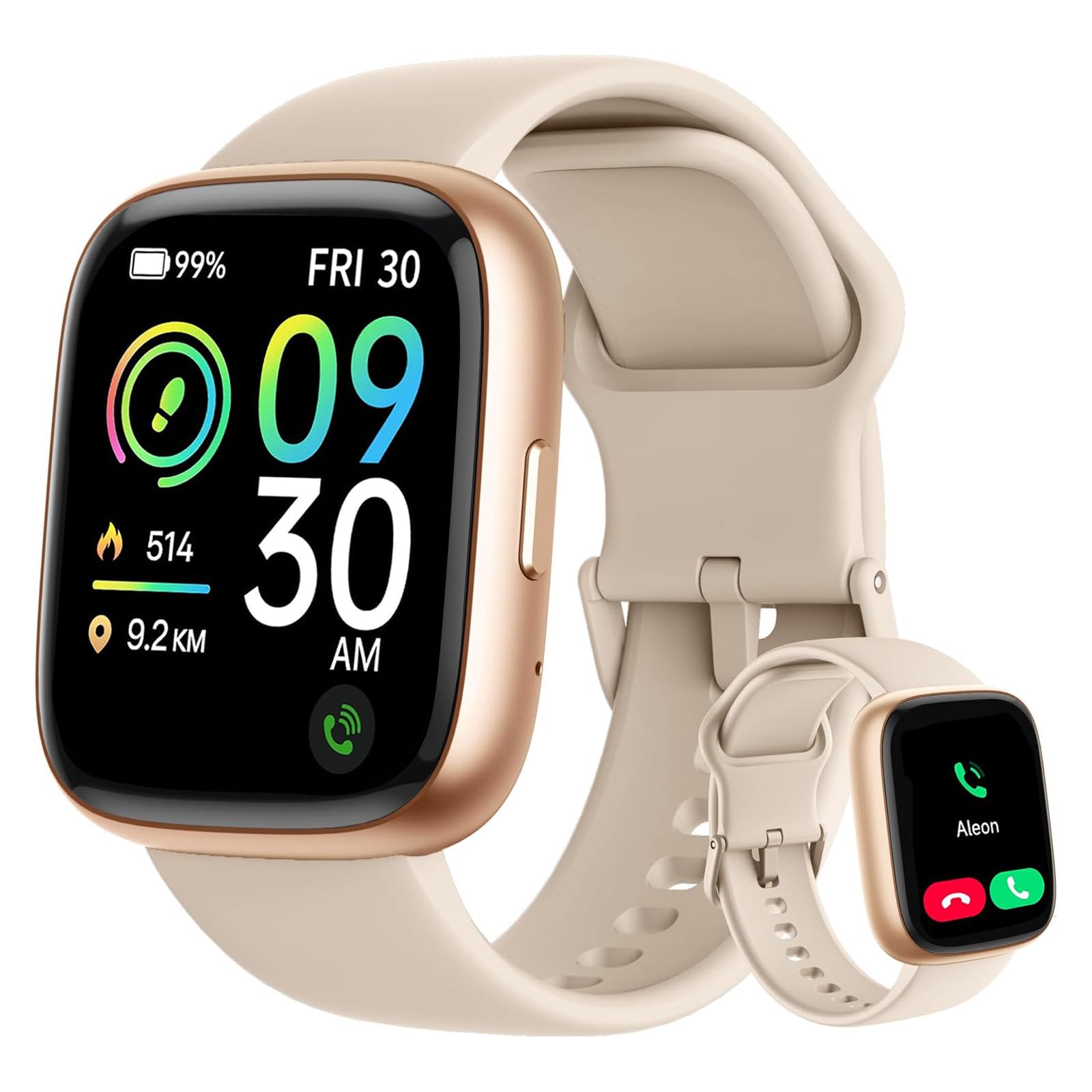 Bettdow SmartWatch Feminino 1.83" Full Touch, Assistente de voz Alexa, IP68 à Prova d'Água, Ligações Bluetooth, 100+ Modos Esportivos, Notificações Inteligentes, Compatível com iOS/Android (Ouro rosê)