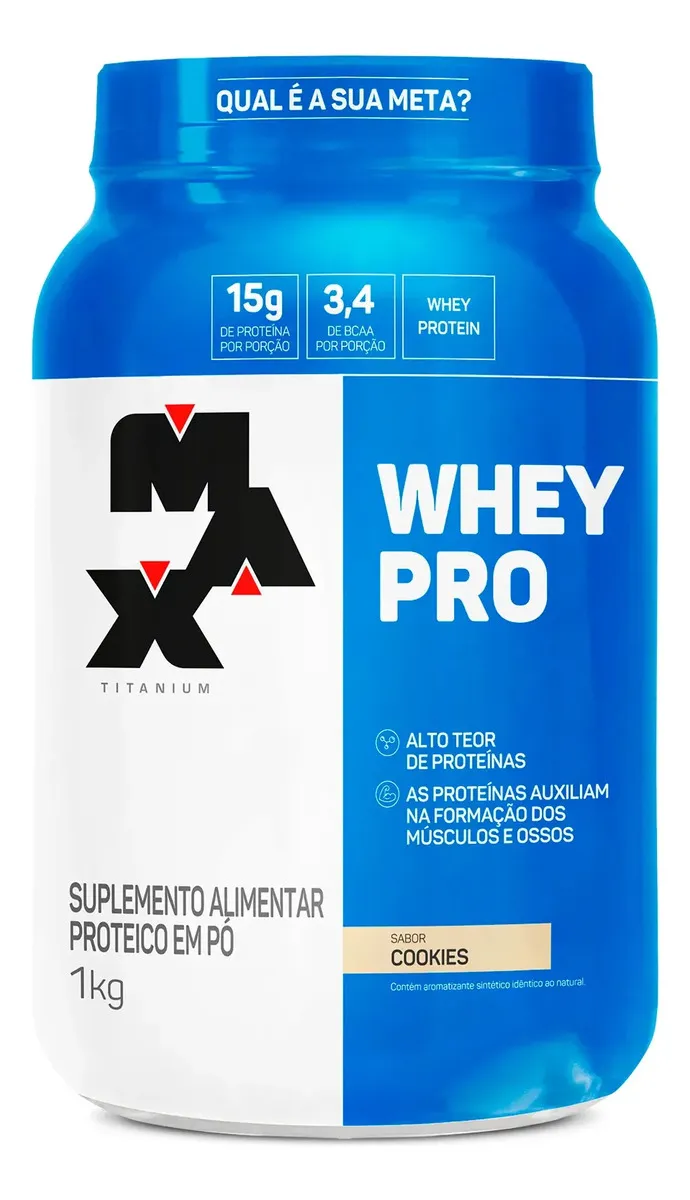 Proteína Max Titanium Whey Pro Concetrado em pó sabor Cookies x 1kg