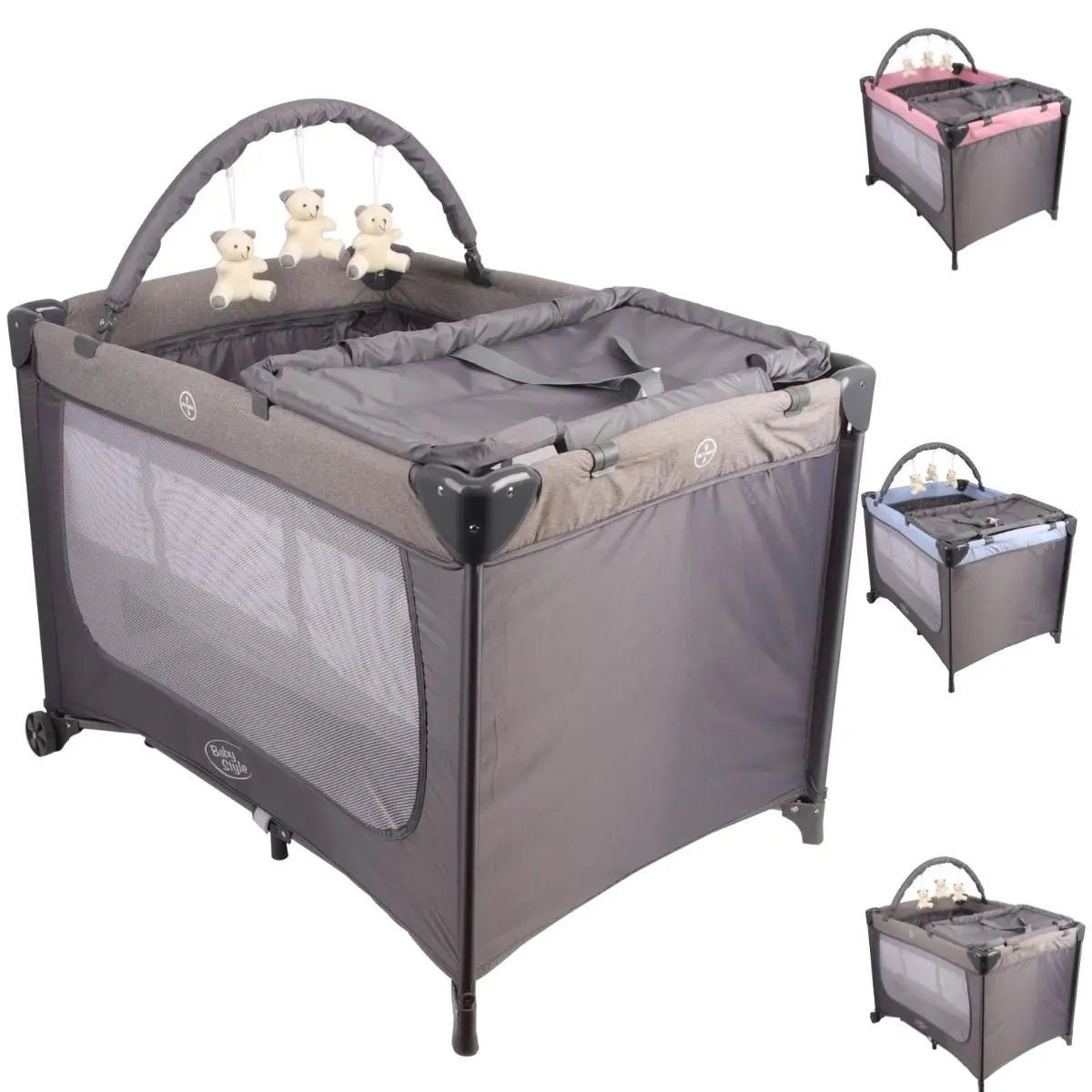 Berço Portátil Joly Baby Style 2 Níveis de Altura Compacto Chiqueirinho Com Trocador