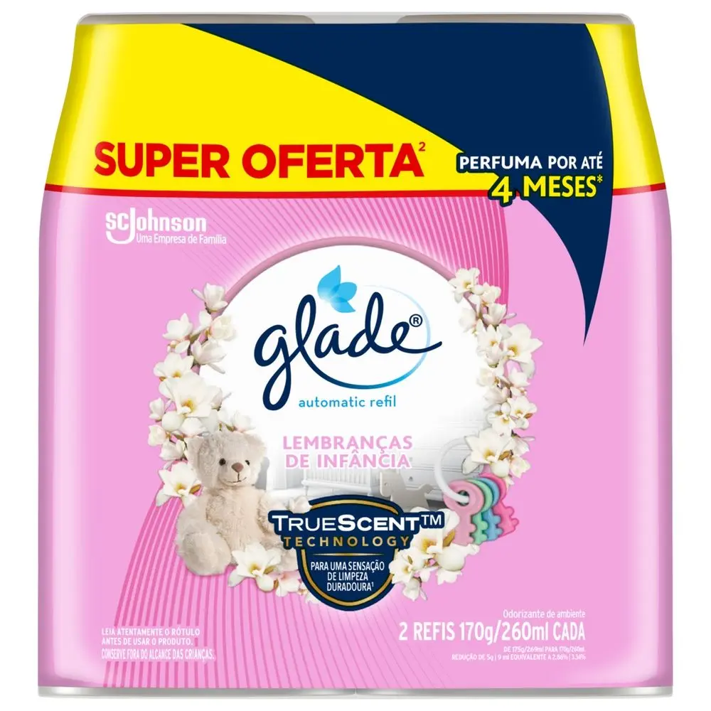 Pack Odorizador de Ambiente Lembranças de Infância Glade Automatic Frasco 2 Unidades 260ml Cada Spray Refil Super Oferta