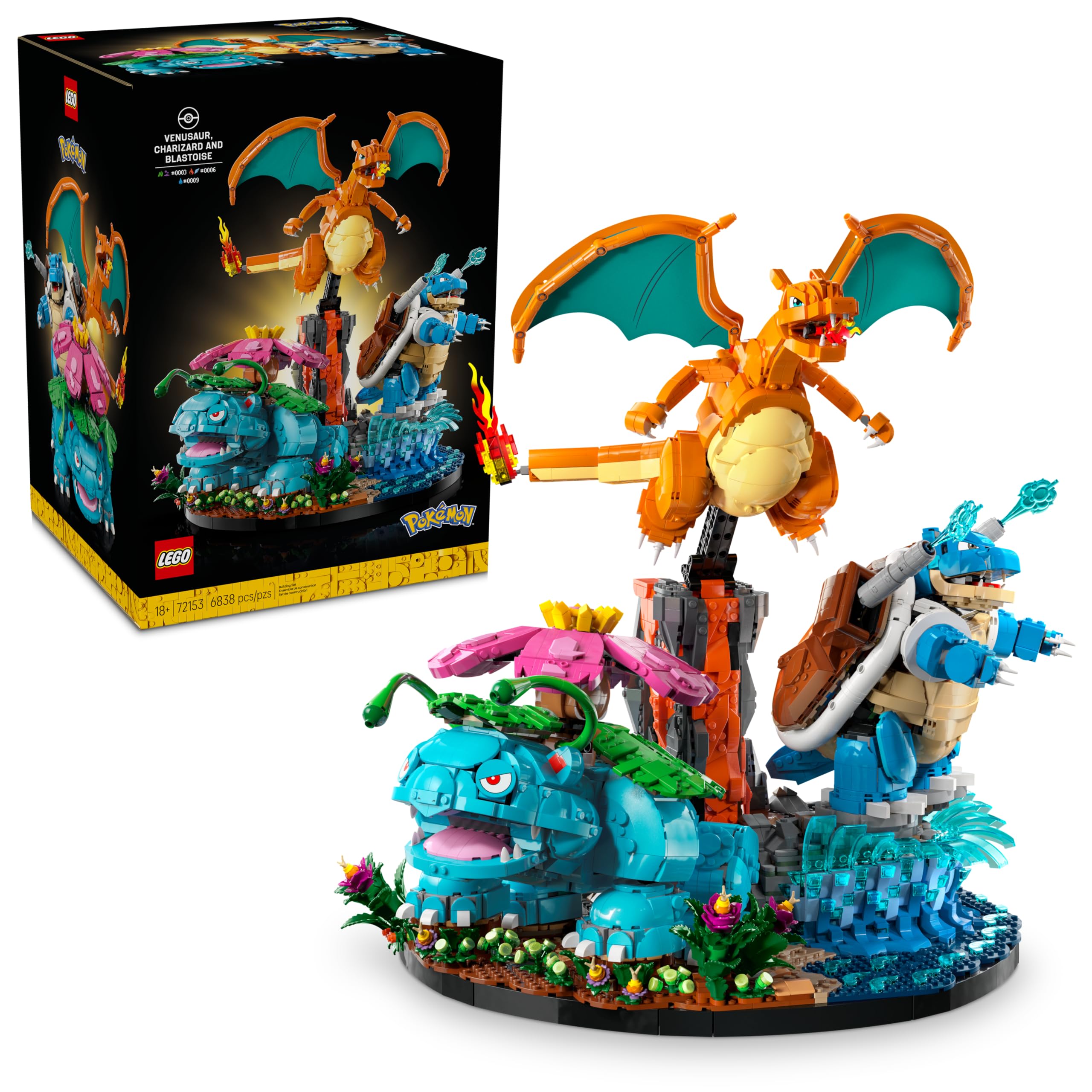 LEGO Pokémon Venusaur, Charizard e Blastoise, Conjunto 72153 (6.838 Peças)