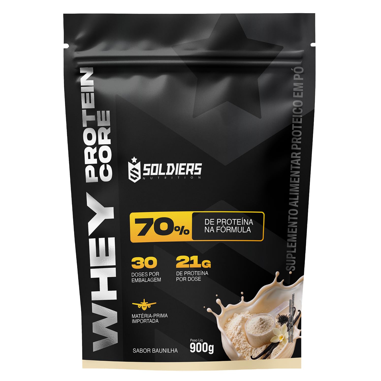 Whey Core Protein Proteínas Pó 900g - Soldiers Nutrition (Baunilha)