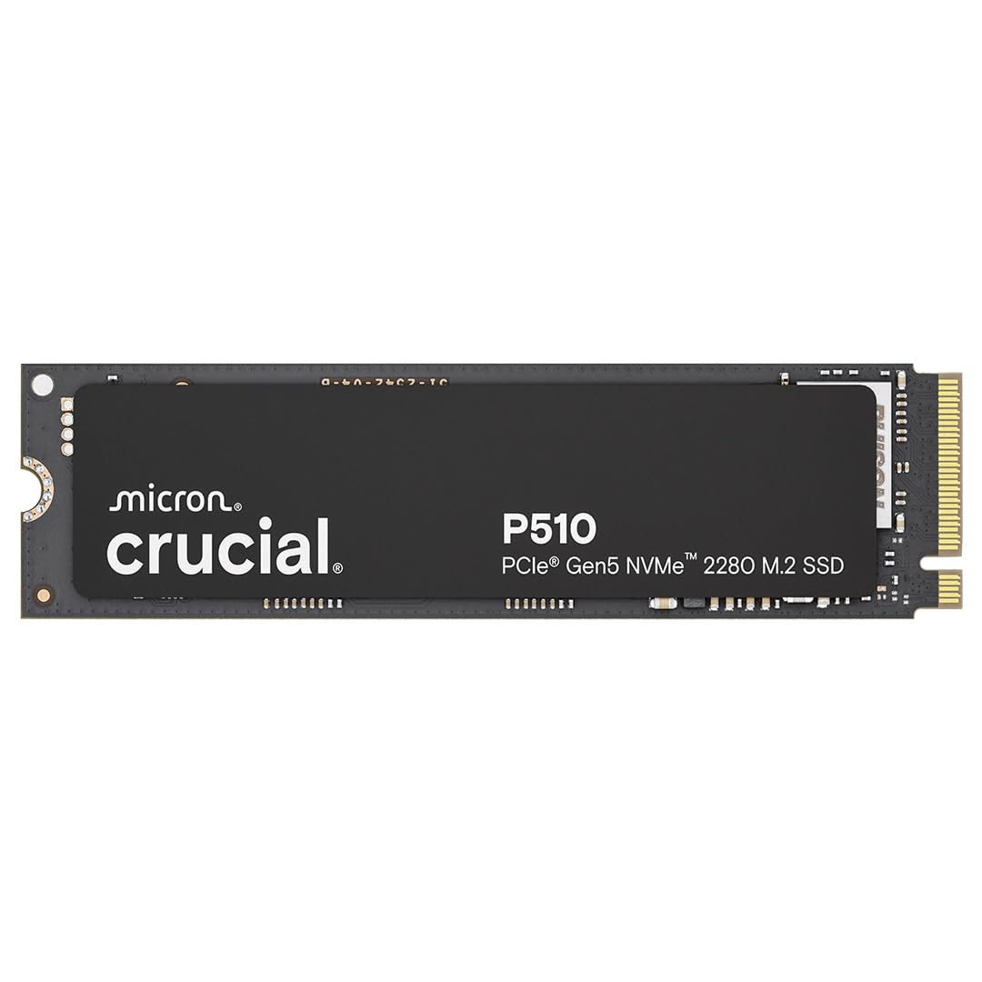 Crucial SSD NVMe P510 2TB Gen5, até 10.000 MB/s, SSD PCIe 5.0 M.2 2280, unidade de estado sólido interna, compatível com laptop, desktop + software Acronis - CT2000P510SSD8-01