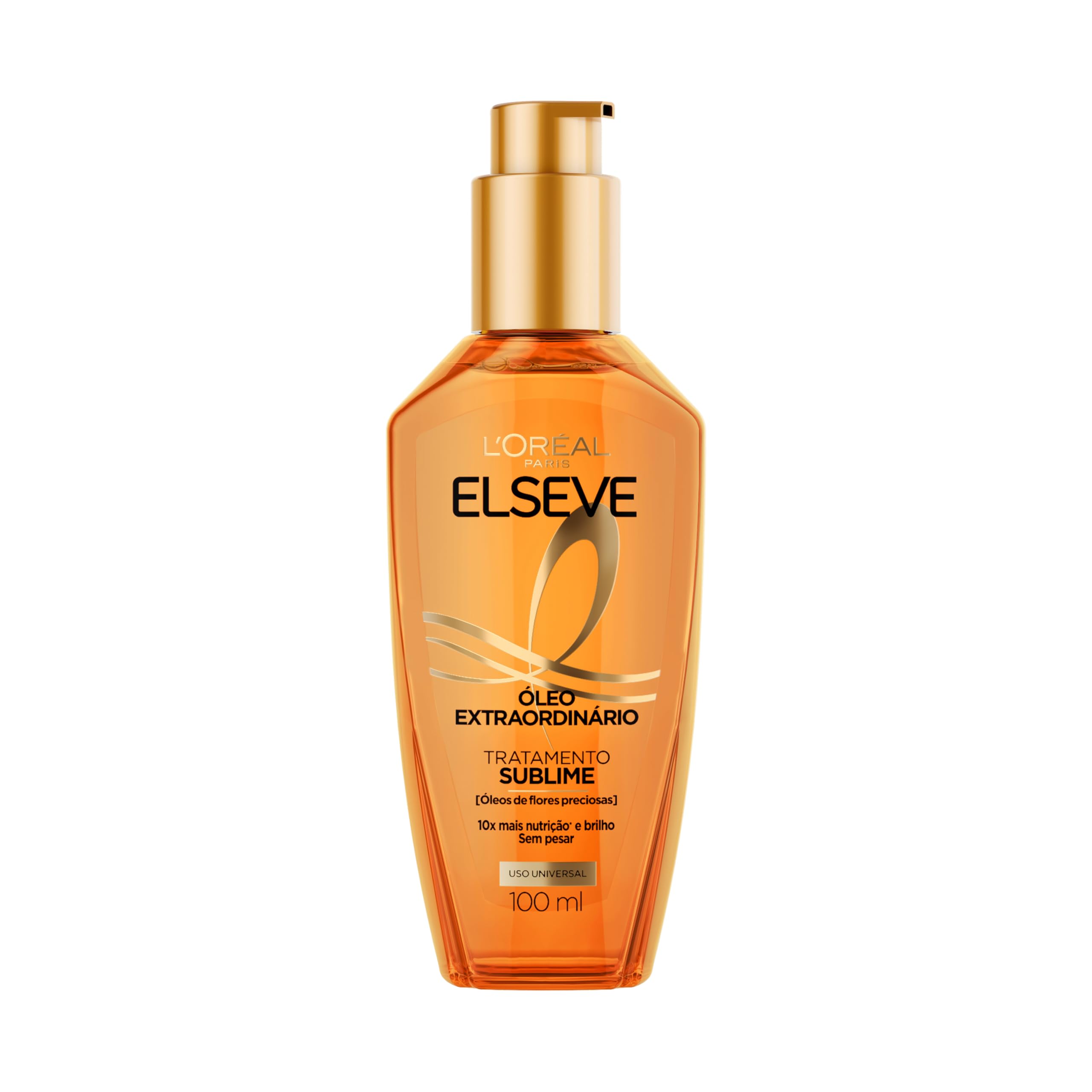 L'Oréal Paris Elseve Óleo Extraordinário Finalizador Capilar, Nutrição Profunda com 6 Óleos Preciosos, Anti-Frizz, Proteção Térmica até 230°C, Brilho Intenso para Todos os Tipos de Cabelo, 100ml