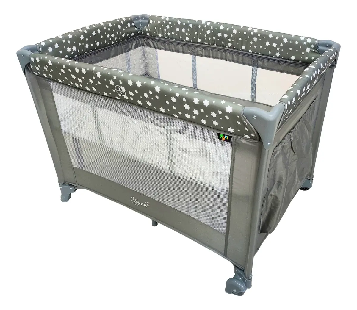 Berço Portátil Infantil Cercado Desmontável Lune Maxi Baby - CINZA