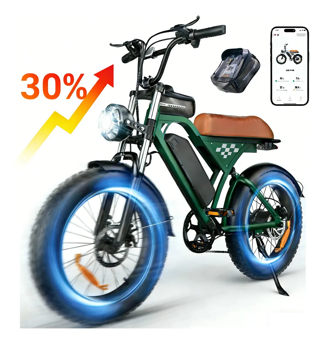 E-bike Bicicleta Elétrica EB5MAX Pneu Grosso20" Motor1000W Bateria48V com BMS Freio Disco Mecânico com Corte Energia Modo Pedal Assistido Autonomia Alta para Trabalho Cidade e Passeio Controle por APP